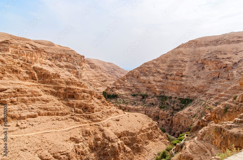 Wadi Qelt in Judean desert around St. George Orthodox Monastery
