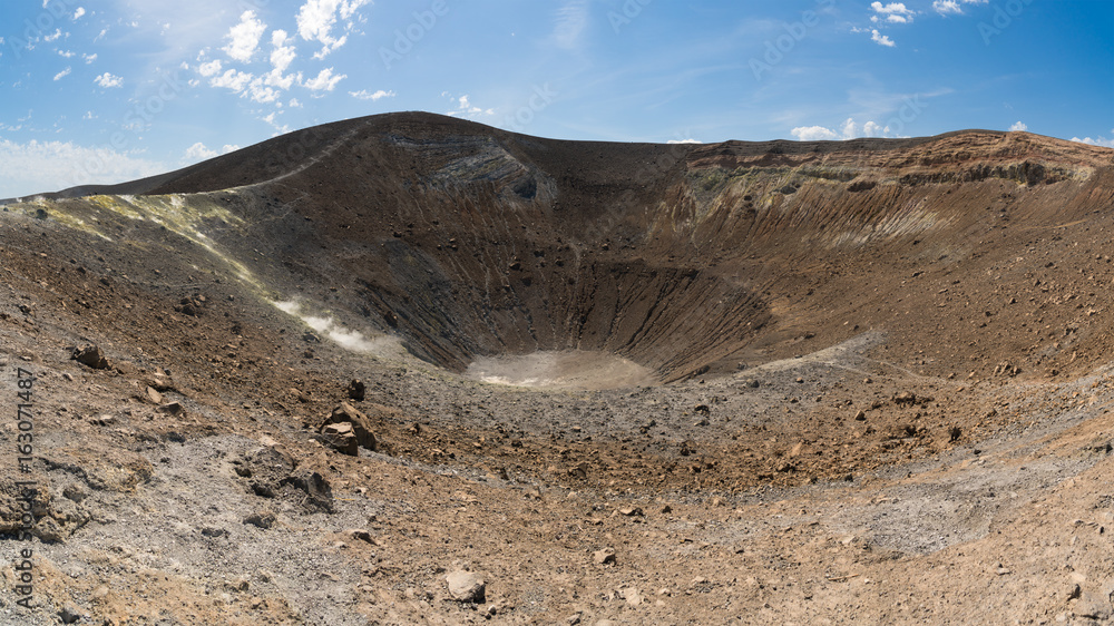 Panoramic view into the caldera on Vulcano Island