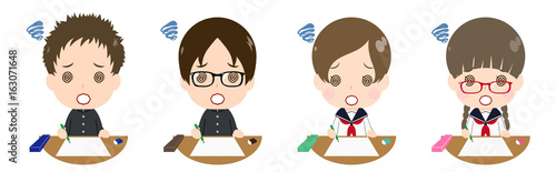 テストを受ける学生　混乱