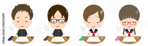 テストを受ける学生　余裕