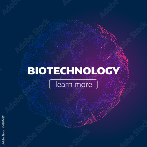 Abstract biotechnology cell. Particle grid. Organic structure. futuristic infographic background
