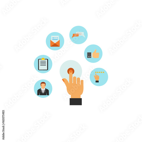 Hand touching icon as online services