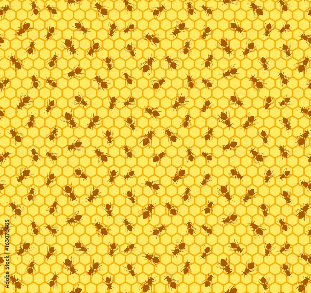 Seamless background with bees.