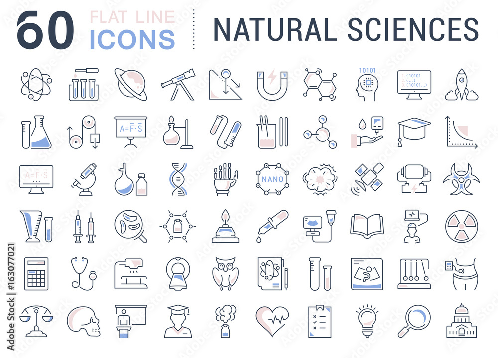 Set of Line icons of natural sciences Set of Line icons of natural sciences