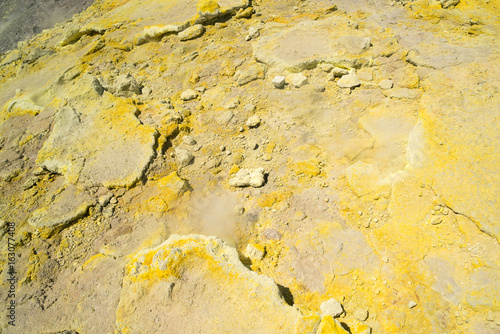 Sulphur field on a crater