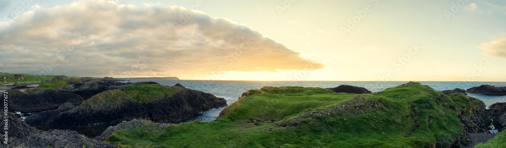 panarama view of North coastline sunset,Northern Ireland