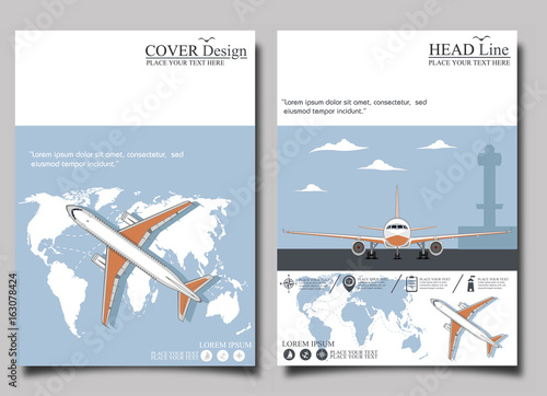 Aviation flyers set with airplane
