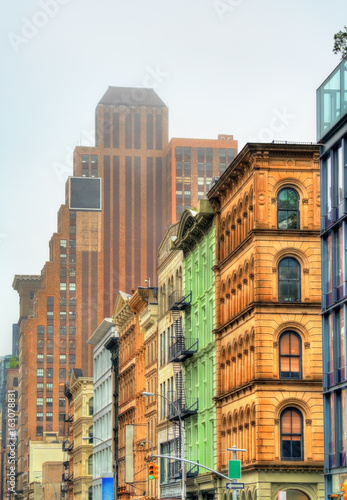 Old buildings on Broadway in New York City