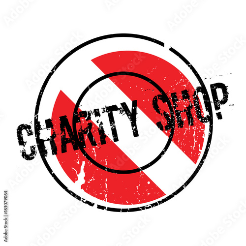 Charity Shop rubber stamp. Grunge design with dust scratches. Effects can be easily removed for a clean, crisp look. Color is easily changed.