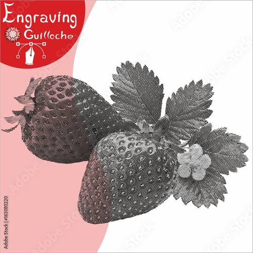 Strawberry engraving, engraved, silkscreen