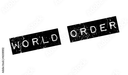 World Order rubber stamp. Grunge design with dust scratches. Effects can be easily removed for a clean, crisp look. Color is easily changed.