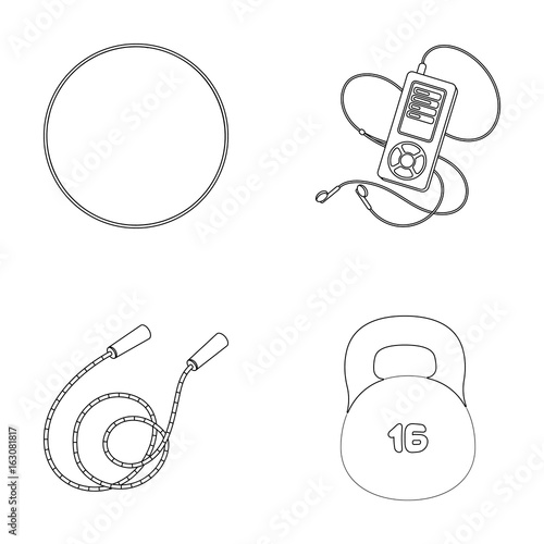 Ball, player and other equipment for training.Gym and workout set collection icons in outline style vector symbol stock illustration web.