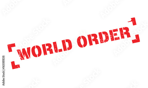 World Order rubber stamp. Grunge design with dust scratches. Effects can be easily removed for a clean, crisp look. Color is easily changed.