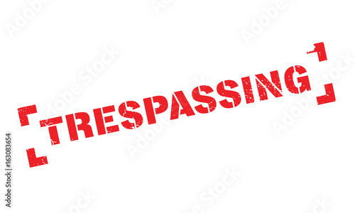 Trespassing rubber stamp. Grunge design with dust scratches. Effects can be easily removed for a clean, crisp look. Color is easily changed.