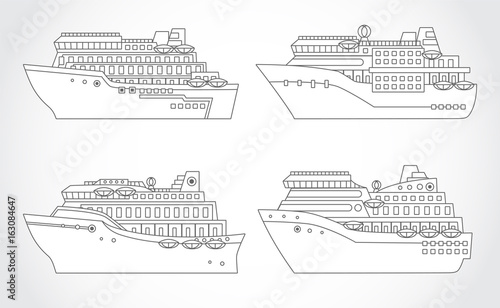 Vector set of cruise ships.