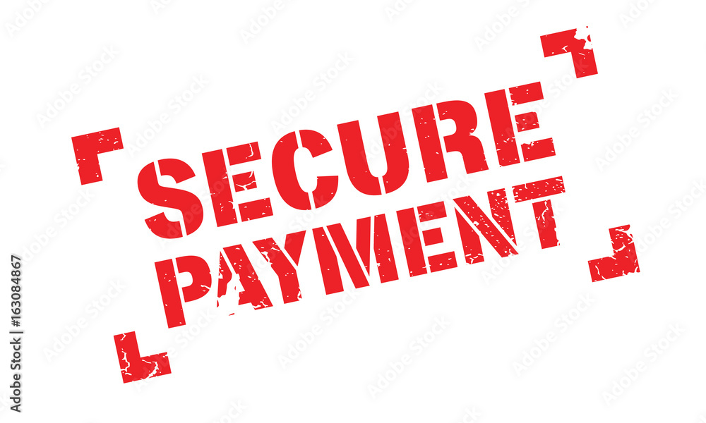 Secure Payment rubber stamp. Grunge design with dust scratches. Effects can be easily removed for a clean, crisp look. Color is easily changed.