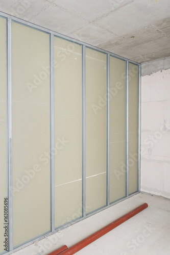 Construction site, drywall installation