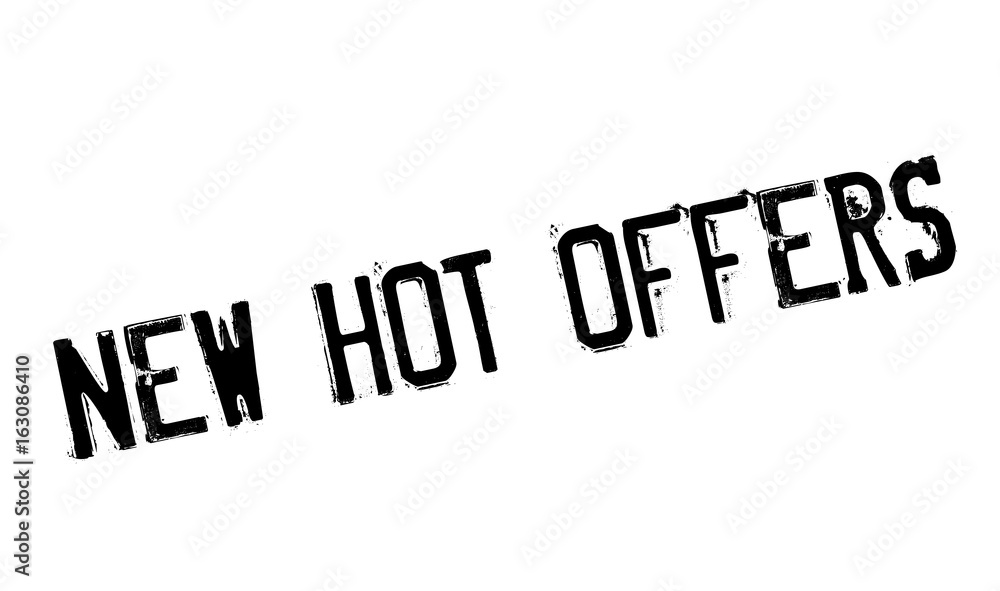 New Hot Offers rubber stamp. Grunge design with dust scratches. Effects can be easily removed for a clean, crisp look. Color is easily changed.