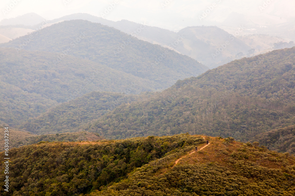 Fototapeta premium People on trekking in an isolated mountain in southern Brazil