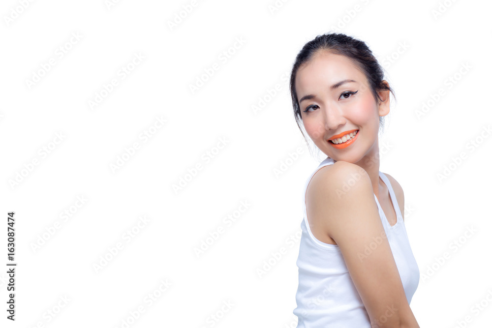 Beautiful girl with makeup, youth and skin care concept / photoset of attractive asia girl on white background Beautiful girl with makeup, youth and skin care concept / photoset of attractive asia girl on white background