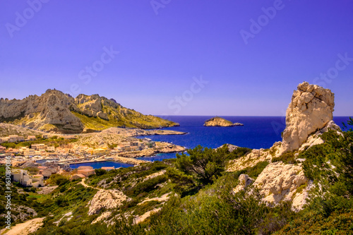 "les Goudes" one of Marseille district by the Marseilleveyre mountain range and the Mediterranean sea, Provence France