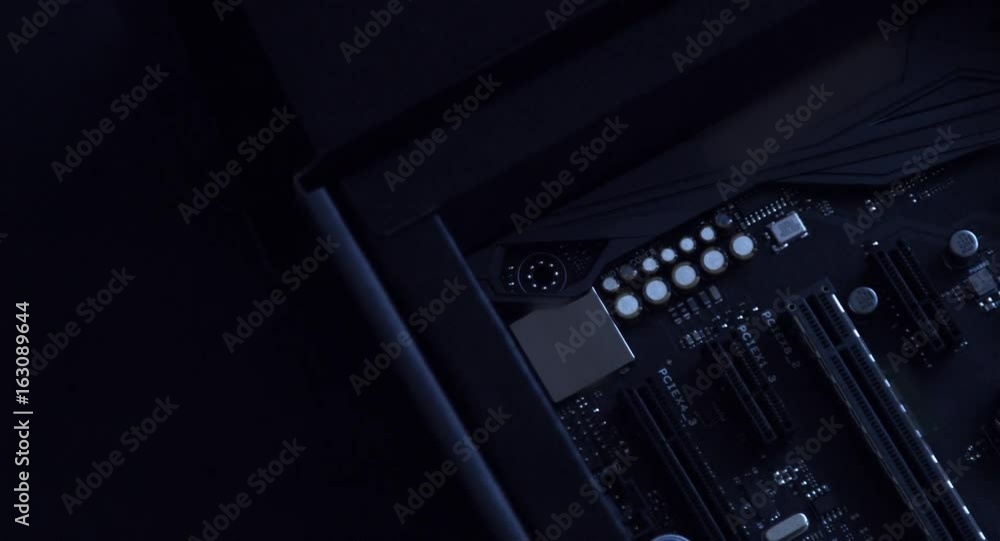 closeup video of PC motherboard closeup video of PC motherboard