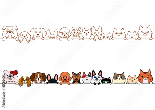 cute dogs and cats border set © Studio Ayutaka
