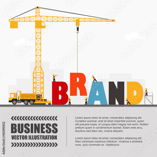 Crane and brand building. Infographic Template. Vector Illustration.