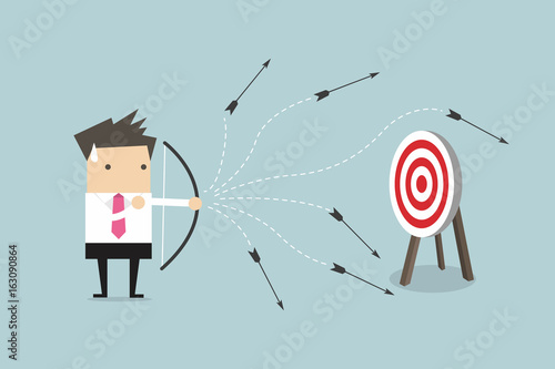 Businessman loser shooting arrow. vector
