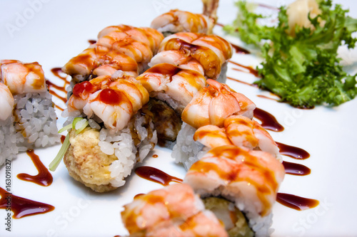 scorpion shrimp sushi