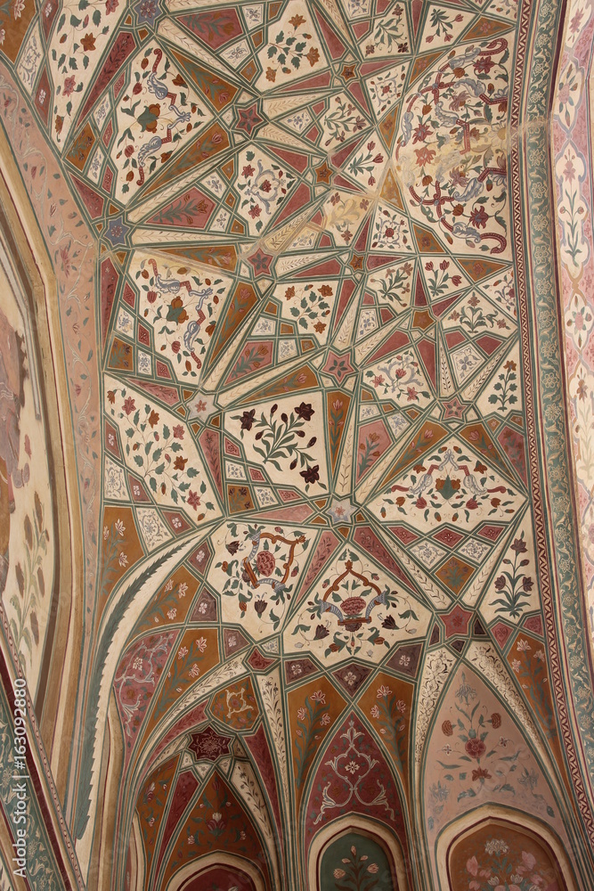 Abstract designs on ceiling at Amber Fort, Jaipur