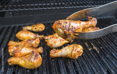 Barbecued Chicken Drumsticks on the Grill