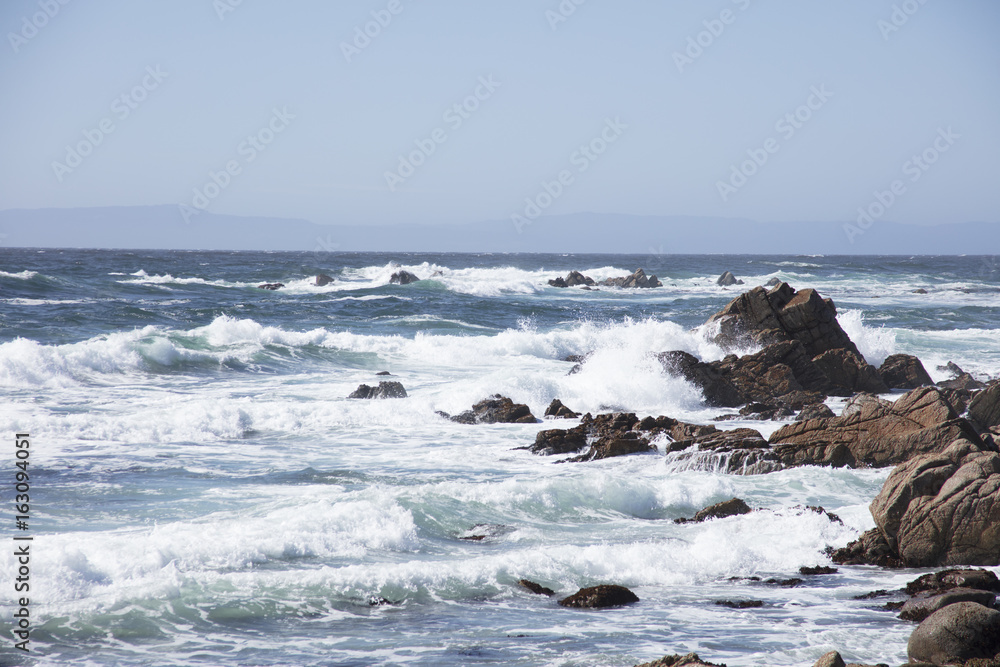 Waves Crashing on Rocks  along 17 mile drive Pebble Beach California