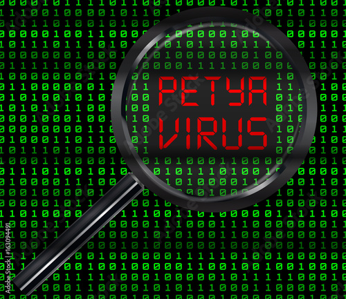 magnifying glass scanning binary code found petya virus