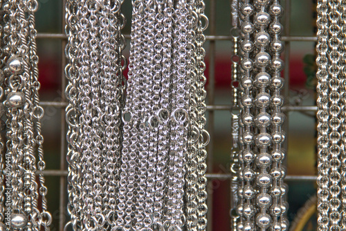 silver chains with sparkles at shop for background