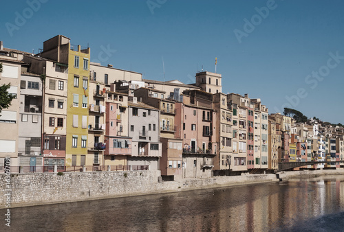  river Onyar at Girona in sunny day