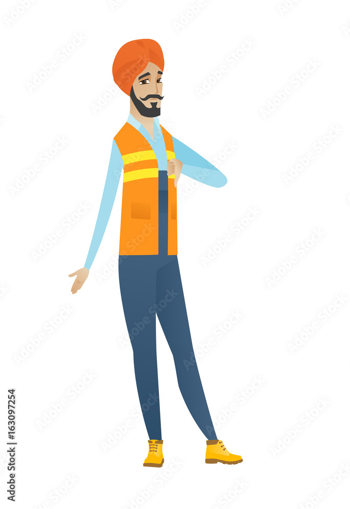 Disappointed hindu builder with thumb down. Disappointed hindu builder with thumb down.