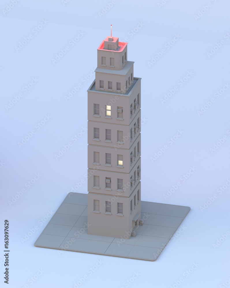 mini city building, 3d render