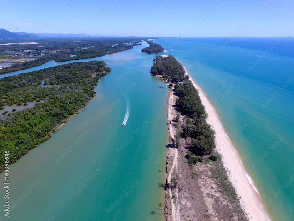 aerial view river estuary