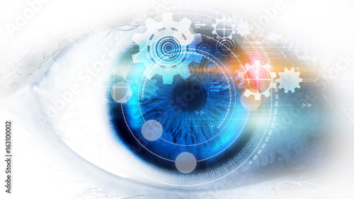 Modern technology screen on human eye. Futuristic modern concept