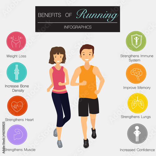 benefits of running Infographics. Illustration EPS 10 vector.