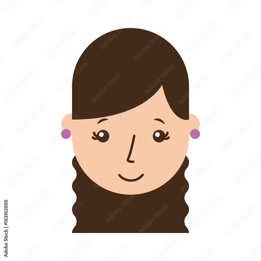 cute young girl head avatar character vector illustration design