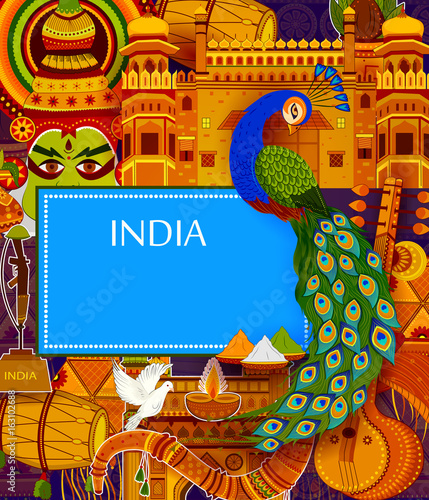 Incredible India background depicting Indian colorful culture and religion