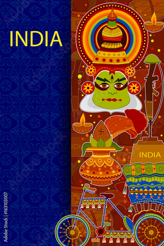 Incredible India background depicting Indian colorful culture and religion © stockillustrator