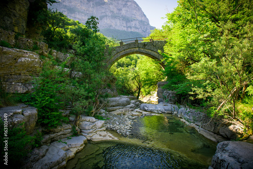  stone bridge of Zagoria. Old bridge in the gorge of Greece
