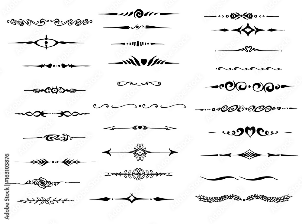 Set of Doodle dividers Hand drawn Sketch line vector illustration eps10