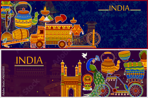 Incredible India background depicting Indian colorful culture and religion