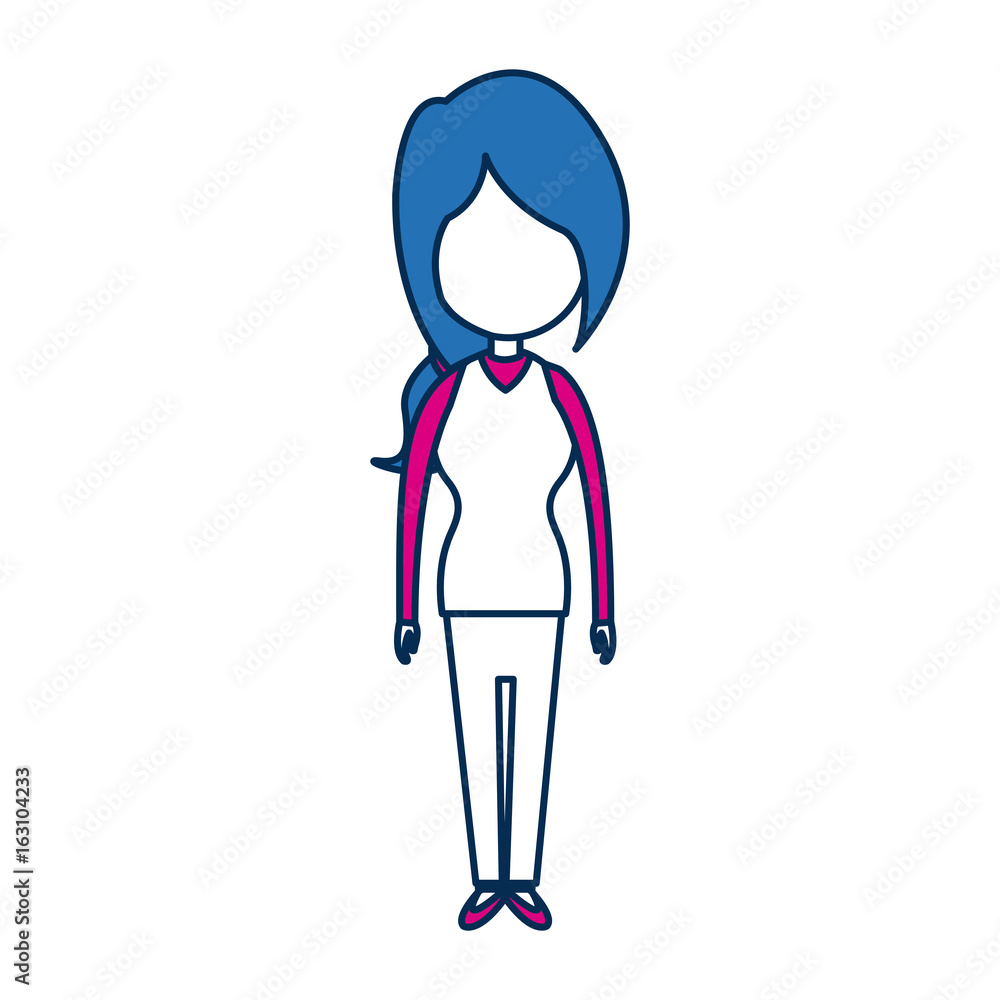 standing woman character blue avatar standing woman character blue avatar