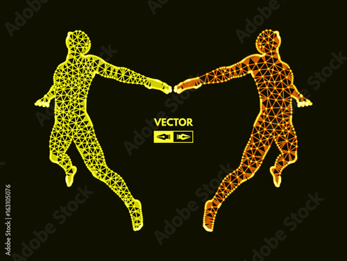 Leadership concept. Jumping man. Emblem for sport championship. Vector illustration.
