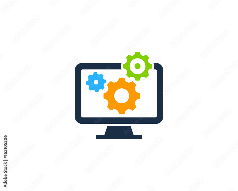 Computer Gear Icon Logo Design Element Computer Gear Icon Logo Design Element